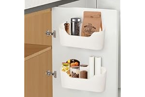 Figarge Küchenschranktür-Aufbewahrungsbox, Wandmontierte Aufbewahrungsbox für Schränke/Badeschränke/Studienschränke, 2 Stück küchenschrank organizer Weiß