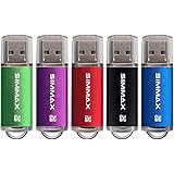 SIMMAX Pendrive 5 pezzi 32GB Chiavetta USB 2.0 Unità Memoria Flash (32GB Verde Viola Rosso Nero Blu)