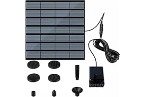 ENJOYTHINK Solar Pond Pump, Solar Fountain Pump, Solar Panel Pond Powered Water Feature Pump with 6 Nozzles, Outdoor Water Pump Kit for Small Ponds Bird Baths Fish Tanks Water Circulation Oxygenation
