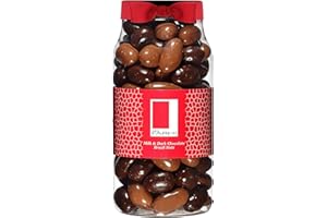 Rita Farhi Milk & Dark Chocolate Covered Brazil Nuts Luxury Gift Jar 740g – Belgian Chocolate Coated Nuts, Vegetarian, Palm Oil Free Recipe