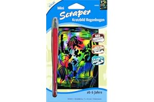 Mammut Spiel & Geschenk 141006 Kratzbild Motiv Pferd, regenbogenfarbend, Mini, Komplettset mit Kratzmesser und Übungsblatt, Scraper, Scratch, Kritzel, Kratzset für Kinder ab 6 Jahre, Regenbogen