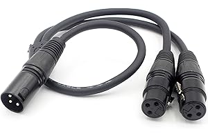 LoongGate 1 Männlichen XLR Dual Weiblichen XLR Y Splitter Kabel, Mikrofon-Blei/Combiner-Y-Kabel-Patch-Kabel 0,5m (1M- 2F)
