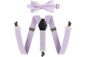 Alizeal Kids Adjustable 3-clip Braces and Pre-tied Novelty Bow Tie