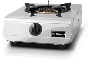Orbegozo FO 1700 kokplatta, rostfritt stål, gashäll, svart, 4 300 W, propan/butan, rotation