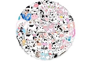 QAXROCYN Cow Stickers for Teens Boys Girls Kids, Cute Vinyl Waterproof Stickers for Laptop Flasks Water Bottle Cup Bike Phone Notebook Scrapbook Tablet Car, Unique Cartoon Animals Decals Pack[Cow -50Pcs]