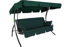 ‎ANGERER Angerer Hollywoodschaukel Trend – Schaukel zum Sitzen, Liegen & Entspannen, inkl. Bett-Funktion, einfache Montage, Made in Germany, waschbare Kissenbezüge, Grün einfarbig