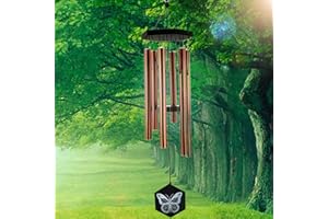 FONMY Wind Chimes Outdoor w/Butterfly Sign Memorial Windchimes Great Wind Chime Gifts Soothing Melodic Tones & Bamboo/Aluminum Chime of Garden Home or Yard-31 Length Copper Chimes Hanging Decor.