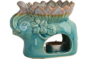 AI·X·IANG AI•X•IANG Wax Melt Burner,Essential Oil Burner,Tealight Holder Diffuser, Ceramic Tealight Candle Holder,Aromatherapy diffuser for Home Bedroom Decor Meditation Gift (Ice Cracked Glaz Elephant Shape)