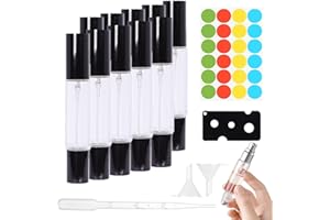 AOKSILY 10 bouteilles flacon roll on vide 10ml pour huile essentielle,Conception à double tête avec rouleau en acier inoxydable, entonnoir, ouvre-bouteille, étiquettes, pipettes pour huiles essentielles