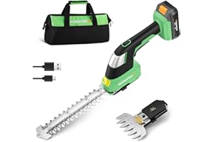 WORKPROX Cisaille Sculpte-Haie sans Fil 20V, Taille-Herbes Électrique avec Batterie 2,0Ah, Longueur/Largeur de Coupe 20 cm/14,5 cm, Ø8 mm, Outil de Jardin pour Gazon, Haies et Élagage, Noir & Vert