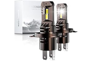 WAIXINGREN Ampoule H4 LED Voiture 36000LM, 120W, 6500K Lumière Blanche, Remplacement pour Halogènes, 1:1 Taille Halogène, Plug and Play, 70000+ Heures de Durée de Vie, 2 Pièces (H4/HB2)