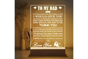 weeyin Gifts for Dad, Fathers Day Light from Daughter Son, Dad Birthday Gifts 3D Night Light with Square Wooden Base, Acrylic Night Lamp Gifts for Christmas, Father's Day, Birthday, Thanksgiving