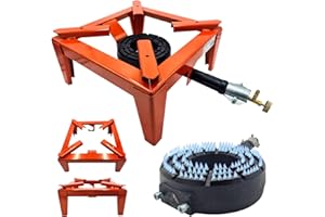 MAKA CHANGE YOUR LIFE QUALITY MAKA Fornellone a Gas da Esterno in Ghisa 4 Piedi per Pentole Pesanti Bruciatore in Metallo con Valvola Regolatore Gas Nero Accensione Rapida Facile Pulizia Passata Pomodori Marmellate (38x38 cm)
