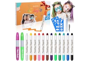 ‎BLEDRAS Bledras 14 Farben Schminkstifte Kit, Enthält 2 Haarfärbestifte, Ungiftig und Waschbar, Abwaschbare Kinderschminke Set, Gesichtsfarben, Sicher & Hautfreundlich, Kindertag, Geschenk für Kinder