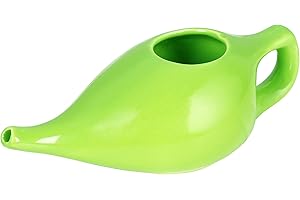 WG inc Ceramic Neti Pot Leakproof Durable Handcrafted Nasal Cleaning Cup Natural Treatment for Sinus & Congestion Relief Neti Pot Dishwasher Safe with Cotton Napkin (Green)