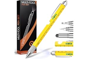 TUKEOO Gifts for Men Dad Him,Christmas Tool Gifts for Dad,9 in 1 Multi Tool Pen Gifts for Men, Gadgets for Men,Birthday Gifts for Him Men Who Have Everything (Yellow)