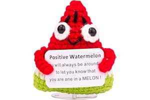 Mwmoeen Mini lustige Positive Kartoffel Geschenke, Handgemachte Pocket Hug gestrickte Wassermelon mit Frontkarte French Fries Schreibtisch Dekoration