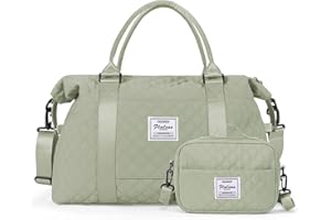 HYC00 Borse da viaggio Donna Uomo Borsa da Viaggio per il fine settimana Borsa da Palestra con Porta Scarpe e Borsa da Toilette,Borsone da Viaggio Borsa Sportiva Borsa per Ospedale,Verde Chiaro