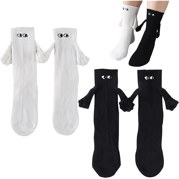 Yamobi 2 Paar Lustige Weihnachtssocken Mit Magnethänden – Händchen Haltende Socken Für Paare & Freunde