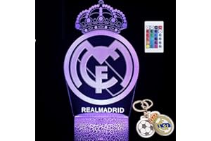PAGAMADU Lámpara LED 3D decorativa futbol con 16 colores y control remoto. Regalo niños y adultos. Lampara Escudo de futbol. Vive la magia de tu equipo en tu habitación. Regalo llavero (Madrid)