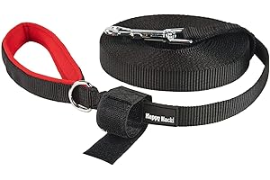 KAKA MALL PETTOM Schleppleine für Hunde, 6m/10m/15m Robuste Hundeleine - Übungsleine mit Gepolsterten Griff, Trainingsleine Langlaufleine Langlebigem Nylon Übungsleinen Schwarz, 6m