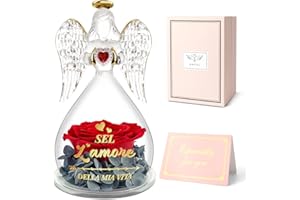 Miofula Rosa Stabilizzata Angelo Regalo per Donna, Rosa Eterna Regalo di San Valentino per lei, Regalo di Natale Compleanno per Fidanzata Coppia Mamma Moglie, Anniversario di Matrimonio per Donna