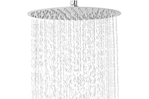 Rainfall Shower Head, NEWRAIN Rain Fixed Waterfall Shower Heads, 12 Inch Stainless Steel Large Showerhead,High Pressure Round Shower Heads Chrome Finish