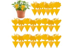 LIFEANT 24 Pieces Anti Moucheron Plante, Attrape Moucheron Plantes, Pièges à Insectes, Plug-in piège à Mouches plaques Jaunes Autocollant Jaune Plant, pour Jardin Plante Fleur Fruits