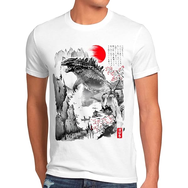T-SHIRT TOP DA Uomo Divertente Godzilla Snoopy Gojira Giappone Monster
