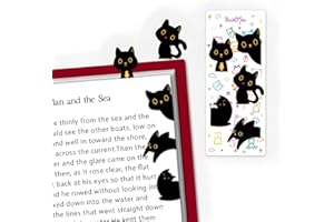 KIIMIIPA 5 magnetycznych zakładek czarnych – uroczy prezent dla miłośników kotów, spersonalizowana zakładka dla nauczycieli, studentów i miłośników książek (styl 1)