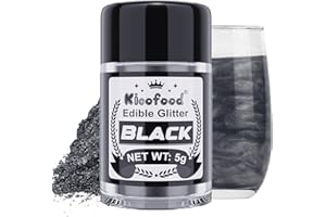 Edible Glitter for Drinks - Kicofood 5g Edible Lustre Dust Food Grade, Edible Glitter for Cakes Fondant Cream Muffins Chocolates Cocktail (Black)