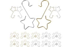 Anstore 120 szt. ozdoby świąteczne haczyki, wieszaki na ozdoby w kształcie gwiazdy, 4 cm metalowe haki bombki świąteczne ozdoby choinkowe haczyki do zawieszania bombek świątecznych, skarpetek, torba na prezent (srebrna, złota)