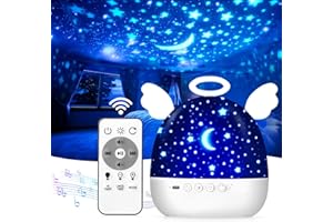 Diboniur Proiettore Stelle Soffitto Bambini, 22 Films Luce Notturna Bambini, 360°Rotazione Musicale Lampada Proiettore Stelle, Ricaricabile Proiettore Soffitto Bambini Decorazioni Camera