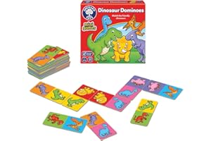 Orchard Toys Dinosaur Dominoes Mini Game, Small and Compact, Travel Game, A Fun Dinosaur Themed Domino Game, Perfect For Children Age 3-5