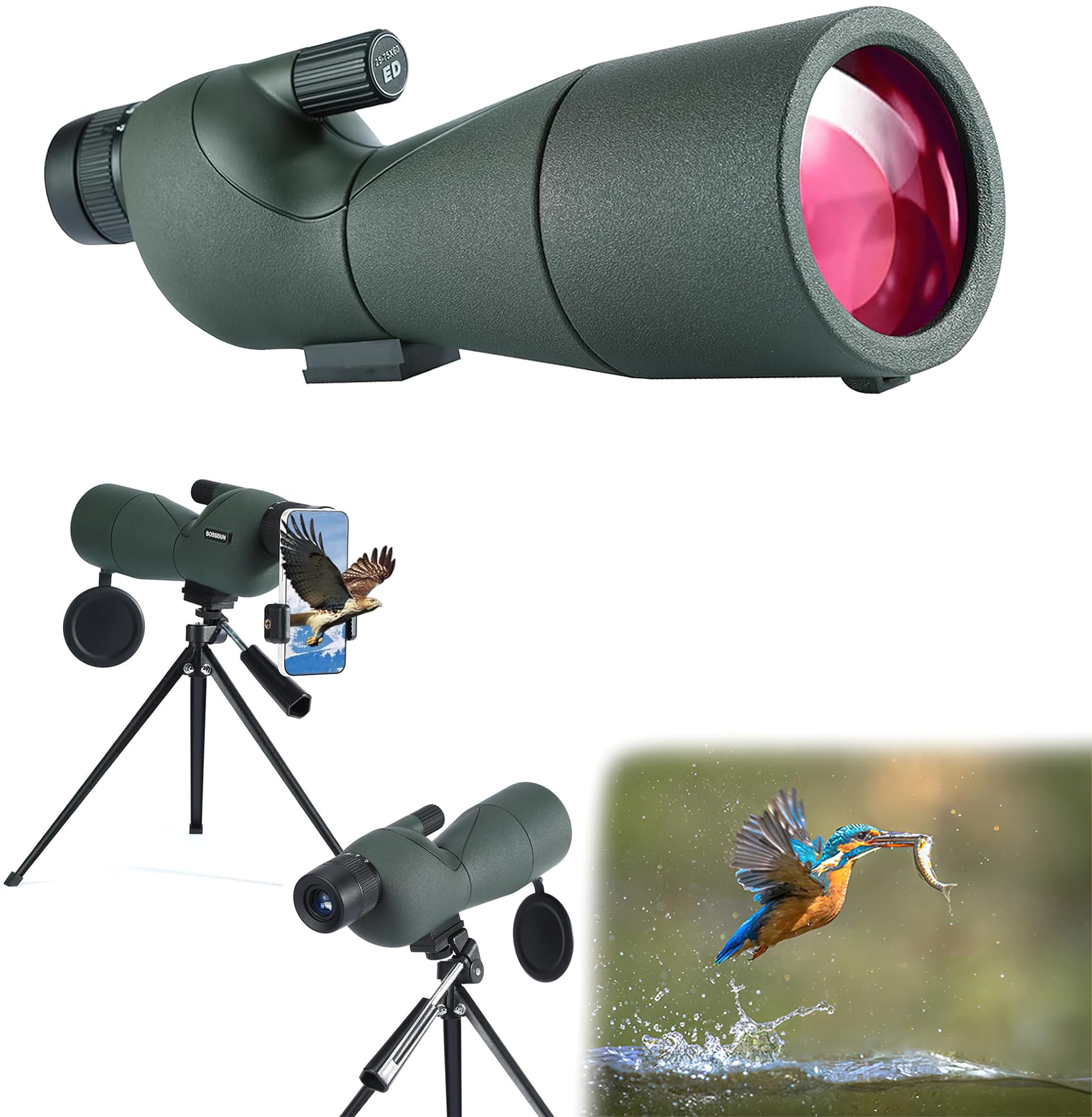 KIDOCA Monoculars for Long Distance, Monocular Telescope, Spotting Scope 25-75x60 with Tripod for Camping, Wildlife, Bird Watching, Hunting, and Travelling – Extra-Wide View