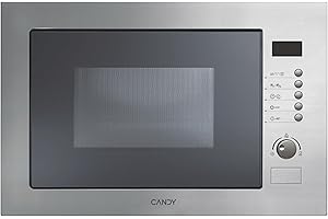Candy Wave 600 Full Door Forno a Microonde da Incasso, 25 Litri, 800W, 8 Livelli di Potenza, 13 Programmi, Funzione Defrost e Avvio Rapido, Blocco di Sicurezza, 59,5 x 40 x 38,8 cm, Inox - MIC25GDFX