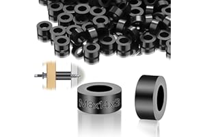 SWTYEXT 100 casquillos espaciadores M8 redondos de nailon, arandelas espaciadoras de plástico, manguito espaciador de goma ABS, arandelas de aislamiento, arandelas separadoras de 14 x 3 mm, color negro, para