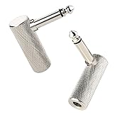 Cable Matters 2-Pack 6,35mm rechtwinkliger Adapter - 6.35mm TS rechtwinkliger Gitarrenadapter, gerade auf rechtwinklig für E-