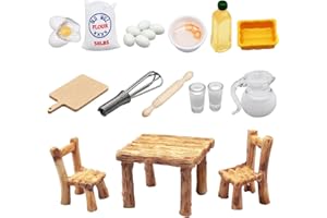 Gemtte Miniatur Wichtel Zubehör, Puppenhaus Mini Miniatur Tisch Küche Feengarten Indoor Outdoor, Miniatur Tisch Küchenmöbel Puppenhaus Dekor…