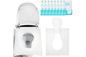WUFANC 80 Pièces Protege Toilette Jetable, Protege Cuvette WC Jetable, Protection Toilettes Jetables Biodégradables pour Adultes & Enfants, Voyage, Camping, Toilettes Publiques (46x38 cm)