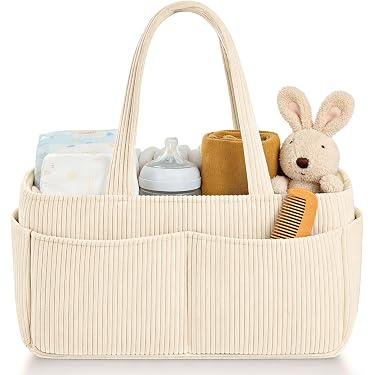 Organisateur Soins Bébé Organisateur à Langer JLLYGOUS - Panier Avec Compartiments, Poignée, Marron Moka Sac à Langer Organisateur Portable