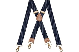 Dresime Tirantes para Pantalones con 4 Ganchos-Clips, Tirantes Vintage para Hombres y Mujeres Elásticos y Ajustables en Forma de X