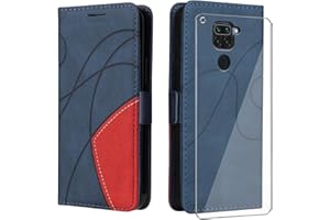 UKECASE Funda con Protector para Xiaomi Redmi Note 9, Carcasa Libro de Premium Cuero PU Suave Tapa con Ranura para Tarjetas Color Azul