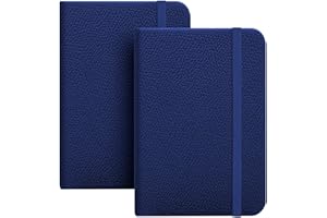 Fjllrven 2 Pezzi A7 Quaderno Tascabile con Copertina in Pelle e Chiusura Elastico, 200 pagine Block Notes a Righe e Mini Diario per Giornaliero Lavoro Riunioni Affari, 4,14" X5,7, Blu marino