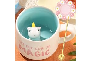 Arawat Einhorn Tasse Einhorn Geschenke für Frauen Mädchen Freundin Lustige 3D Tier Tasse mit Löffel & Untersetzer 350ml Witzige Spruch Tasse Süße Kaffee Becher Geburtstagsgeschenk für Freundin Frauen