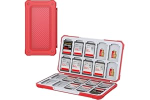 THELIFELICIOUS SD Card Storage Memory Card Case for SD SDHC SDXC TF Card, SD Card Case for 20 SD Cards and 20 Micro SD Cards (Red)