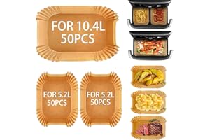 Feelhap Papier Cuisson pour Ninja Foodi Flex Air Fryer 10.4 L AF500EU, 150 Pièces Doublure en Papier Jetable Air Fryer Accessoires For Ninja AF500EU, Papier Cuisson Air Fryer Ninja 10,4L AF500EU