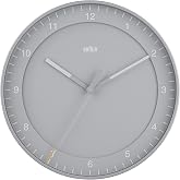 Braun Klasik B&uuml;y&uuml;k Analog Duvar Saati, Sessiz S&uuml;p&uuml;rme Hareketli, Okunması Kolay, Gri 30 cm &Ccedil;ap, Model BC17G.