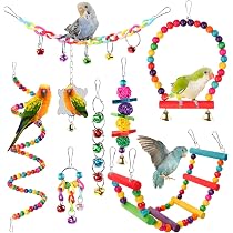 5x Vogel-Spielzeug Aus Bambus & Buntem Papier – Zum Aufhängen, Für Sittiche, Nymphensittiche & Kleine Papageien, Kau- & Zerkleinerungsspaß