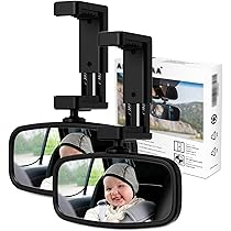 Espejo Bebé Coche Giratorio 360° - 9x5.5cm, Clip Antideslizante, Vista Panorámica Sin Ángulos Muertos